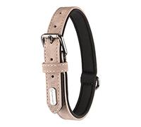 Flamingo - Collier Taille M 31-39 cm en Simili Cuir et néoprène DELU, Couleur Taupe. pour Chien.