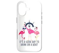 Flamingo Drinking Wine It's a Good Day to Drink on a Boat Coque pour iPhone 17