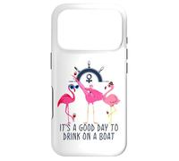 Flamingo Drinking Wine It's a Good Day to Drink on a Boat Coque pour iPhone 17 Pro