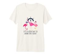 Flamingo Drinking Wine It's a Good Day to Drink on a Boat T-Shirt Haut de Gamme