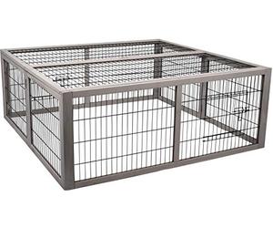 Flamingo Enclos pour Lapins Cottage Mel Blanc - 116x112x45cm - Bois Pliable - 1 Porte à l'avant et à l'arrière avec Un verrou Coulissant - Résistant aux intempéries