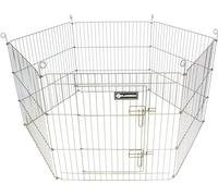 Flamingo Enclos pour Lapins Hexagon Taupe - 6 pièces 60x60cm - Facile à Assembler - Convient aux Petits rongeurs - 1 Porte à l'avant avec verrou Coulissant