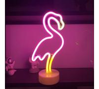 Flamingo - Enseigne Lumineuse Led Rose - Avec Support - Base Usb Et Piles - Veilleuse Néon - Lampe Flamant Rose - Pour Chambre D'enfant, Noël, Mariage, Bar[Q1160]