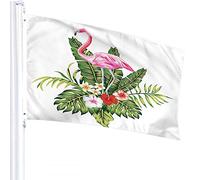 Flamingo Flag 3x5 FT Tropical Exotic Birds Pink Flamingo Palm Leaves Flower Outdoor Flags Large Welcome Yard Banners Home Garden Yard Lawn Decor
