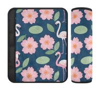 Flamingo Flower Blue Lot de 2 coussinets de ceinture de sécurité pour plus de confort pour la conduite Sac funda para cinturón de carro