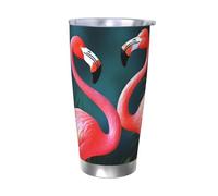 Flamingo Flowers Gobelet isotherme de 591 ml en acier inoxydable avec couvercle et paille, tasse de voyage à double paroi pour chaud/froid, tasse thermique anti-déversement pour la maison, le bureau