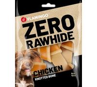 Flamingo Friandise Chien - Os noué sans Peau Bovine au Poulet - 9cm - 140g - sain et délicieux