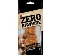 Flamingo Friandise Chien - Os noué sans Peau Bovine au Poulet & Beurre de cacahuète - 20cm - 180g - Extra Grand