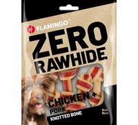 Flamingo Friandise Chien - Os noué sans Peau Bovine au Poulet & Porc - 6cm - 144g - Petit mais Savoureux