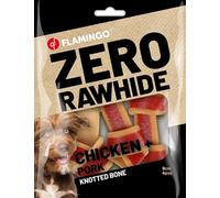 Flamingo Friandise Chien - Os noué sans Peau Bovine au Poulet & Porc - 9cm - 140g - Double saveur
