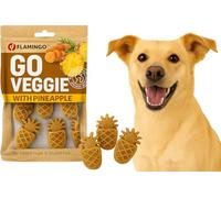 Flamingo Friandise Veggie pour Chien avec Ananas S - 8 pièces, 120g -- Saveur Ananas Jaune | Snack Dentaire sans Viande, Sain et Original