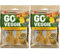 Flamingo Friandise Chien - Snack Veggie Brosse à Dents Ananas - 12,5cm - 160g - sans Gluten - Soin Dentaire Naturel (Lot de 2)