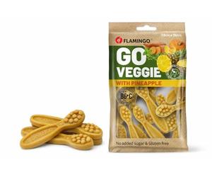 Flamingo Friandise Chien - Snack Veggie Brosse à Dents Ananas - 7,5cm - 120g - sans Gluten - hygiène Dentaire Quotidienne