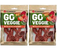 Flamingo Friandise Chien - Snack Veggie Brosse à Dents Fraise - 12,5cm - 160g - sans Gluten - santé bucco-Dentaire (Lot de 2)