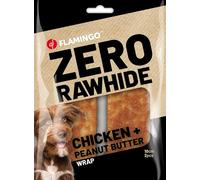 Flamingo Friandise Chien - Wrap sans Peau Bovine au Poulet & Beurre de cacahuète - 10cm - 120g - Combinaison gourmande