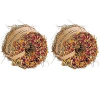 FLAMINGO Friandise Donut de Foin 65gr - avec Fleurs de Pissenlit & Pétales de Rose - 100% Naturel - sans Sucres - pour Lapins, Cochons d’Inde et Petits Rongeurs (Lot de 2)