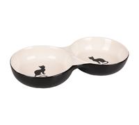 Gamelle Double Chat Nala Céramique Noir-blanc 145ml 2x11cm