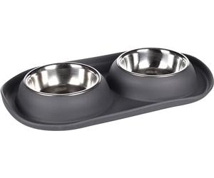 Flamingo Gamelle Duo pour Chien Grafa - Support Anti-Dérapant Et Anti Débordement - 2X 220 ML - Acier Inoxydable - Antidérapant - Les gamelles Amovibles Vont au Lave-Vaisselle - 11cm x 3cm x 8cm