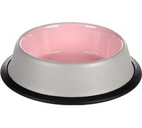 Flamingo Gamelle pour Chats Nell - Gamelle Antidérapante Multi-usages pour Animaux de Compagnie - 450ML - INOX - Anneau antidérapant Amovible en Caoutchouc