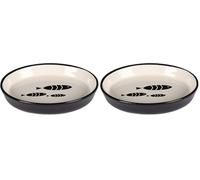 FLAMINGO Gamelle pour Chats Sardi - Gamelle Antidérapante Multi-usages pour Animaux de Compagnie - 150ML - cermamique - La gamelle va au Lave-Vaisselle (Lot de 2)