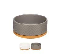 Flamingo Gamelle pour Chien Biano 990 ML Gris - Antidérapant - Gamelles en céramique émaillée dans un support en bambou - 16cm x 6cm x 7cm