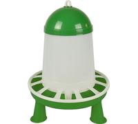 Flamingo Gamelle pour la Nourriture avec Pieds Volailles Twist - 3KG - Vert & Blanc - 25x25x36cm - Facile à remplir grâce au Couvercle Amovible