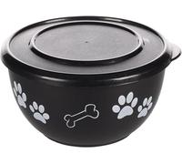Flamingo Gamelle pour la Nourriture et l'eau avec Couvercle Kena Noir/Argent L 1250ml - avec Un Joli Motif et Couvercle synthétique Amovible