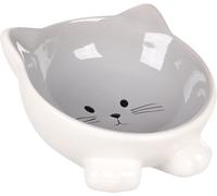Flamingo Gamelle pour Chats Puzi Gris - Gamelle Antidérapante Multi-usages pour Animaux de Compagnie - 125ML - cermamique - La gamelle va au Lave-Vaisselle