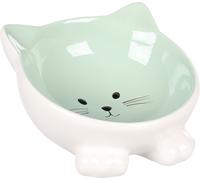 Flamingo Gamelle pour Chats Puzi Vert - Gamelle Antidérapante Multi-usages pour Animaux de Compagnie - 125ML - cermamique - La gamelle va au Lave-Vaisselle