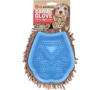 Flamingo Gant de Massage et brossage Flava Taupe/Bleu pour Chien et Chat - 25x20x4cm - Absorbant