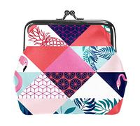 Flamingo Geometry Portefeuilles en Cuir PU pour Femmes Mini Boucle Porte-Monnaie pour Filles