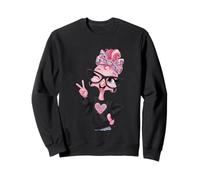 Flamingo Girl Signe de Paix clin d'œil Rose Pop Graphique ludique Sweatshirt