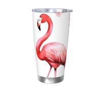 Flamingo Gobelet isotherme de 591 ml en acier inoxydable avec couvercle et paille, tasse de voyage à double paroi pour chaud/froid, tasse thermique anti-déversement pour la maison, le bureau, la
