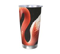 Flamingo Gobelet isotherme de 591 ml en acier inoxydable avec couvercle et paille, tasse de voyage à double paroi pour chaud/froid, tasse thermique anti-déversement pour la maison, le bureau, la
