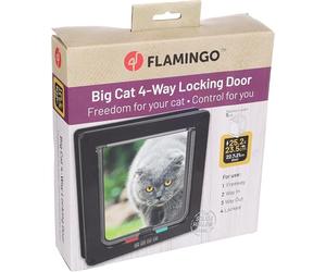 Flamingo - Grande Porte pour Chat à 4 Positions - Dimensions : A: 23,5 cm, B: 25,2 cm, C: 18 cm, D: 19,5 cm, E: 4,9 cm - Idéal pour Maine Coon, Persan, Siamois et Bengal