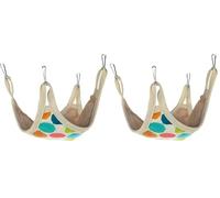 FLAMINGO Hamac pour rongeurs Fizi Multicolore - 27x27x0,5cm - avec Crochets pour l'accrocher - Lavable et Confortable - Idéal pour Hamsters et Cochons d'Inde (Lot de 2)