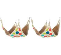 FLAMINGO Hamac pour rongeurs Fizi Multicolore - 38x38x0,5cm - avec Crochets pour l'accrocher - Lavable et Confortable - Idéal pour Hamsters et Cochons d'Inde (Lot de 2)