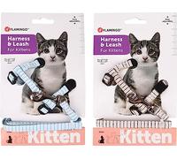 Flamingo Harnais avec Laisse - Chat - Petit Chien - Harnais Chaton - Réglable - Gilet Refléchissant Respirant - Chaton 16-25cm - 2 Couleurs (Pas de Choix de Couleur Possible), Taille Unique