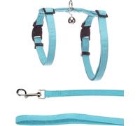 Flamingo Harnais avec Laisse pour Chat Lomi Bleu Clair - Taille A:22-36cm B:27-46cm C:110cm x 10 x 2mm - Confortable, Réglable et Élégant, Idéal pour Maine Coon, Bengal, Siamois & Ragdoll