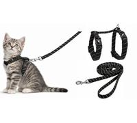 Flamingo Harnais avec Laisse pour Chaton Elza Noir - Taille S - A:15-22cm B:20-30cm C:120cm x 10mm x 2mm | Harnais Réglable en Nylon avec Clip Sécurisé