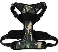 Flamingo Harnais pour Chien Balou Jungle Camouflage XL - 80 à 105cm 25mm - Réglable en continu - avec Bandes réfléchissantes - avec Boucle à clic