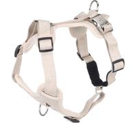 Flamingo Harnais pour Chien Lago Beige XL - Réglable en continu - Boucle à clic chromée - avec Un Anneau sur la Poitrine et Le Dos - A:53-86cm B:65-105cm x 25mm x 2mm