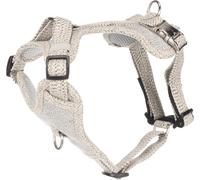 Flamingo Harnais pour Chien Lago Blanc/Noir S - Réglable en continu - Boucle à clic chromée - avec Un Anneau sur la Poitrine et Le Dos - A:31-49cm B:40-60cm x 20mm x 2mm