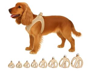 Flamingo Harnais pour Chien Step&Go Bento Beige M - A:30-35cm B:41-44cm x 3mm - Réglable avec Bandes Réfléchissantes - Idéal pour Spitz Nain, Bichon Maltais, Yorkshire & Caniche Toy