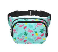Flamingo Ice Cream Fruit Square Double Couche Ceinture Ceinture Sac Mini Réglable Ceinture Sac Exercice Course Voyage Randonnée, noir, One Size