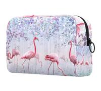 Flamingo in Turquoise Mist Garden Cosmetic Bag for Women Travel Toiletries Bags Large Makeup Handy Pouch Organizer Bag with Zipper, multicolore, 18.5x7.5x13cm/7.3x3x5.1in, Trousse de toilette