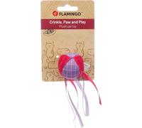 FLAMINGO Jouet Chat - Balle Prali Violette - Peluche Douce - avec cataire et Rubans - Jouet interactif pour Chat - 13x4,5x4,5cm