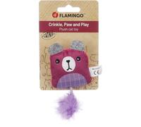 FLAMINGO Jouet Chat - Ours Prali Violet - avec Plumes et cataire - Jouet interactif pour Chat - 6x2,8x12cm