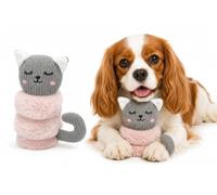 FLAMINGO Jouet Chien - Chat Ribola Rose - Peluche côtelée - avec couineur - 11,5 x 6 x 15 cm