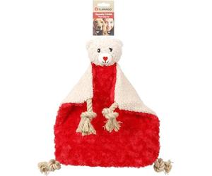 FLAMINGO Jouet Chien - Couverture craquante LIEF Rouge - Peluche Douce avec couineur - Jouet câlin pour Chien - 45x37x7,5cm